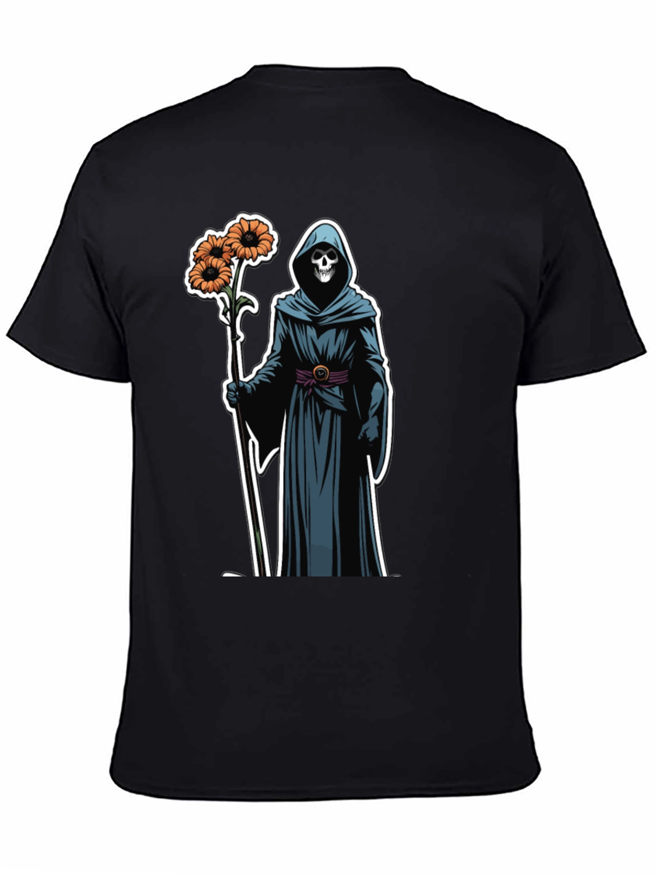 Grim Reaper Floral T-Shirt - Black