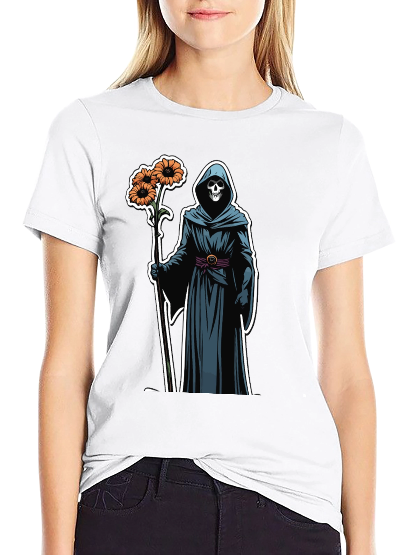 Grim Reaper Floral T-Shirt - Black