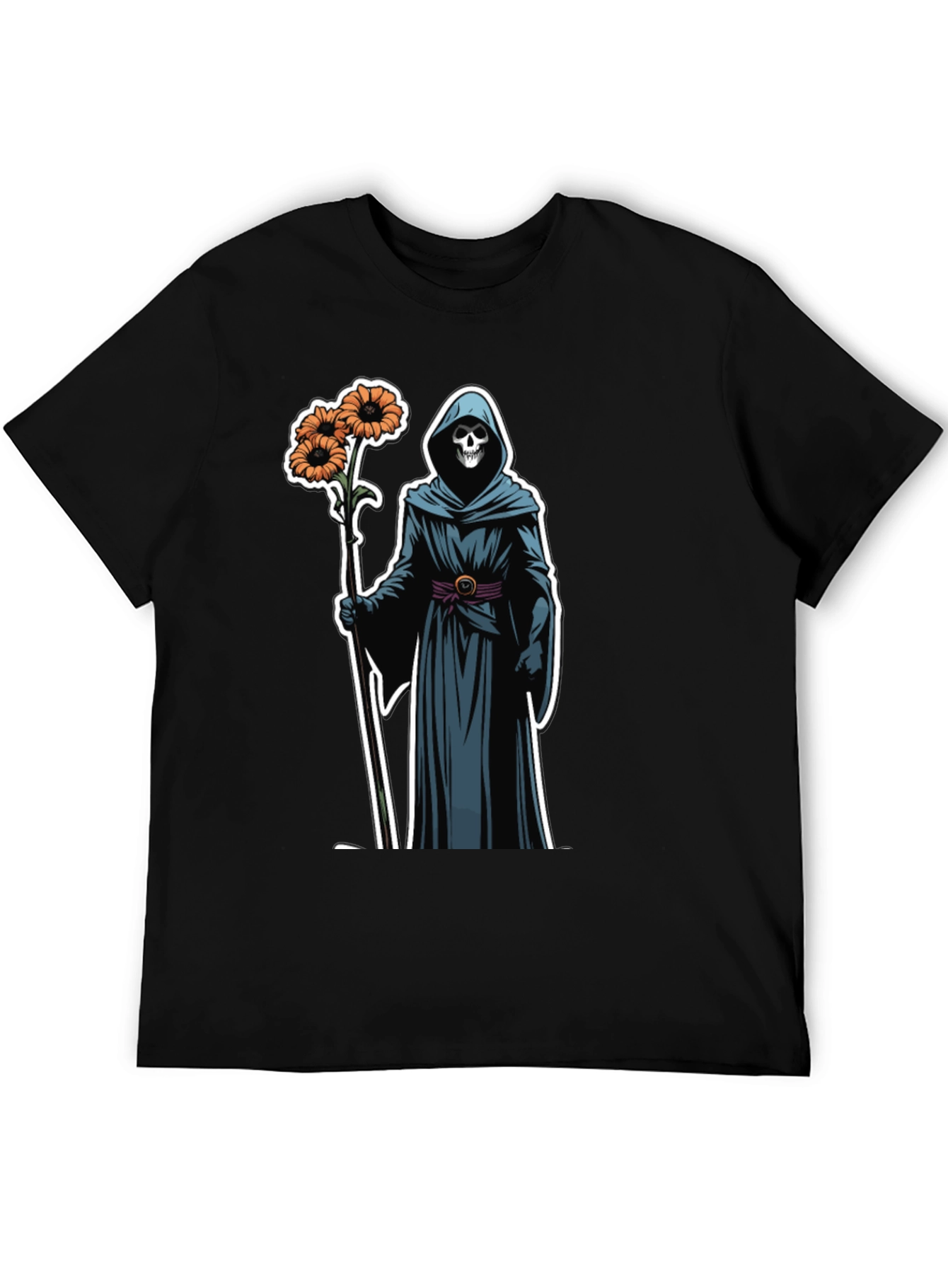 Grim Reaper Floral T-Shirt - Black