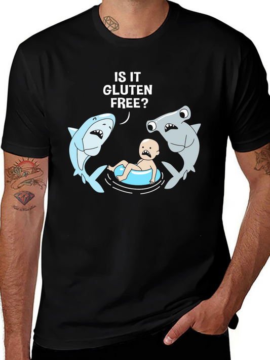 Funny Gluten-Free Baby Sharks Black T-Shirt
