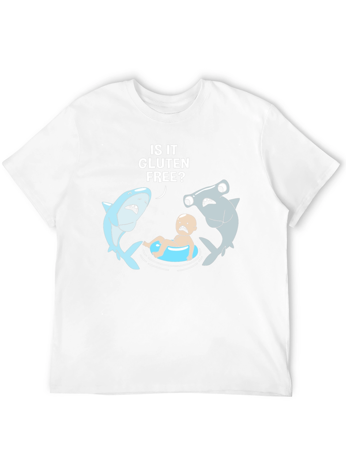 Funny Gluten-Free Baby Sharks Black T-Shirt