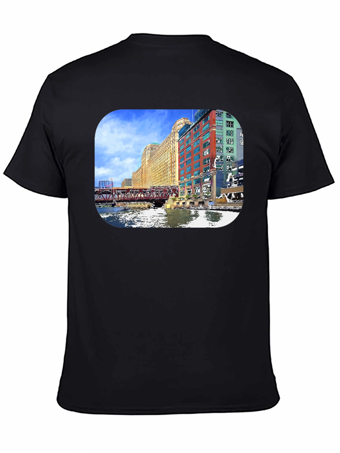Chicago River Cityscape Graphic T-Shirt