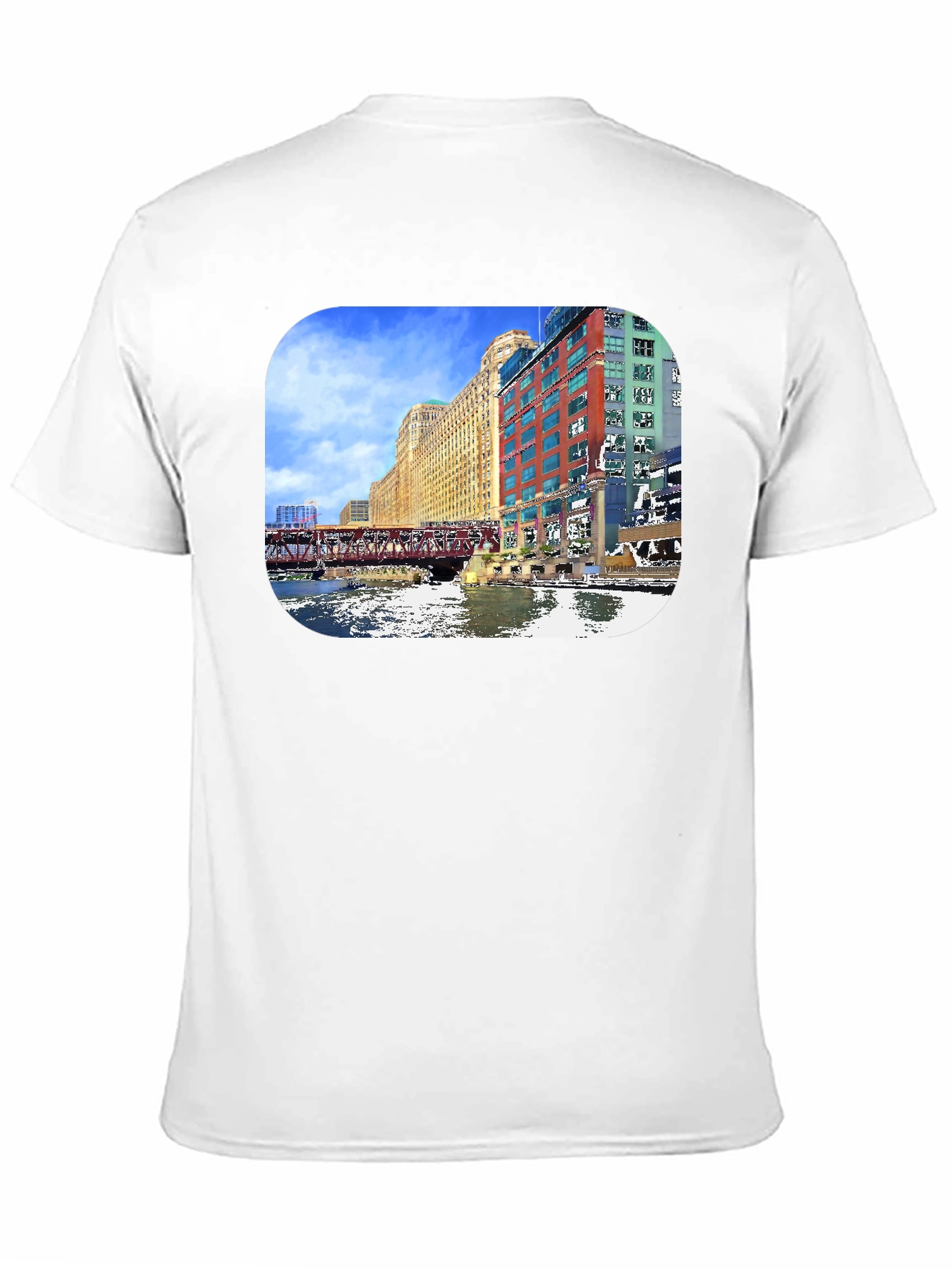 Chicago River Cityscape Graphic T-Shirt