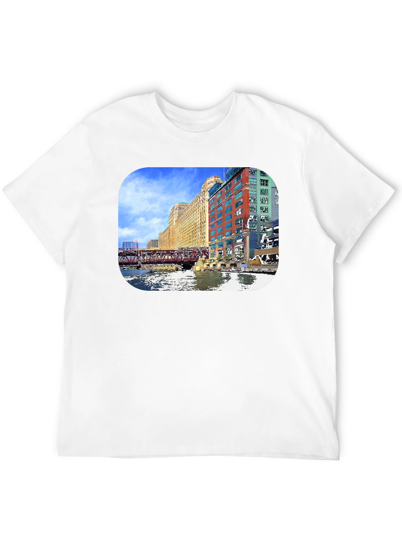 Chicago River Cityscape Graphic T-Shirt