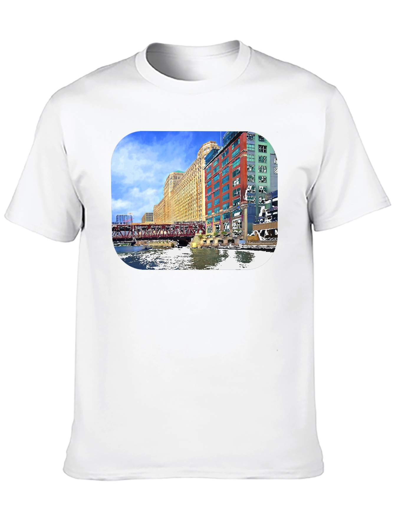 Chicago River Cityscape Graphic T-Shirt