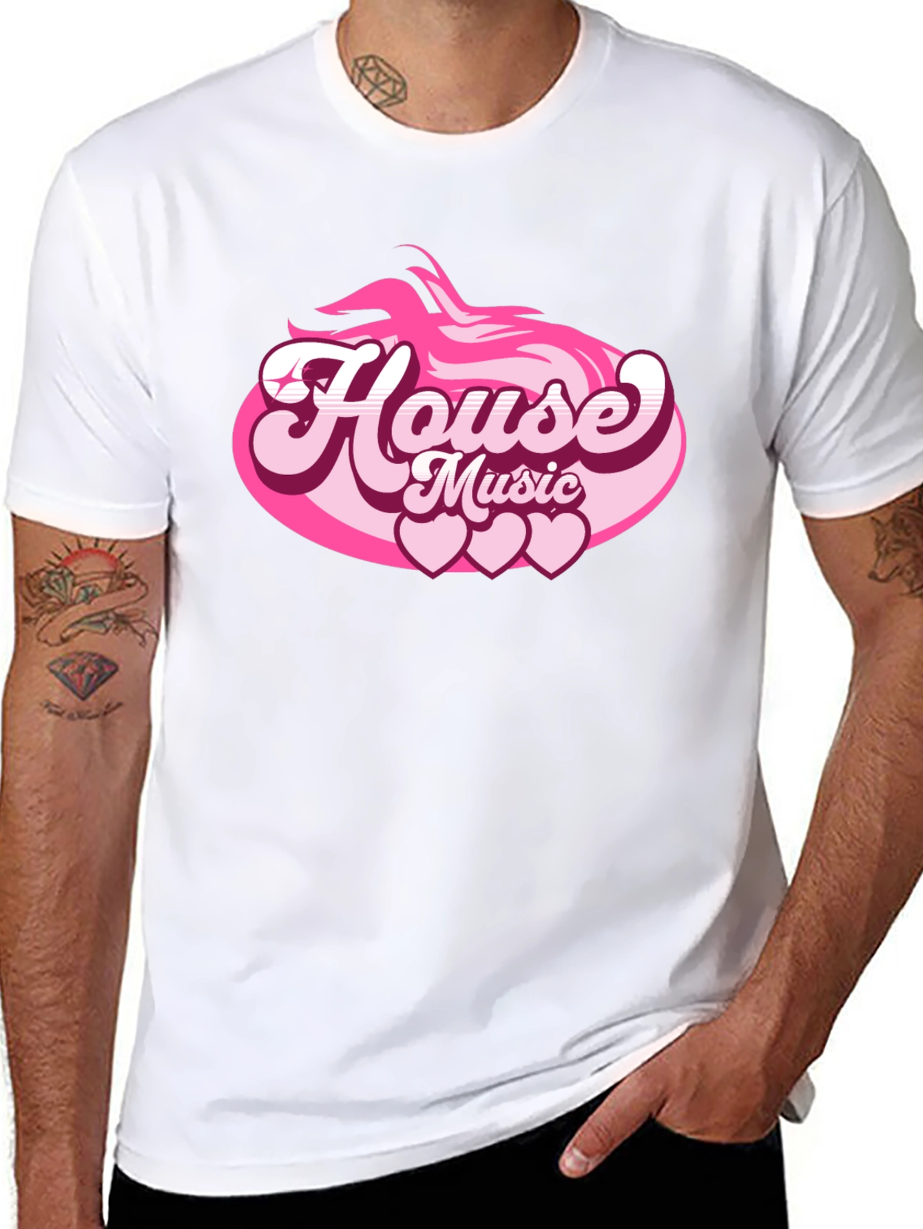 House Music Heart Tee - Retro Style
