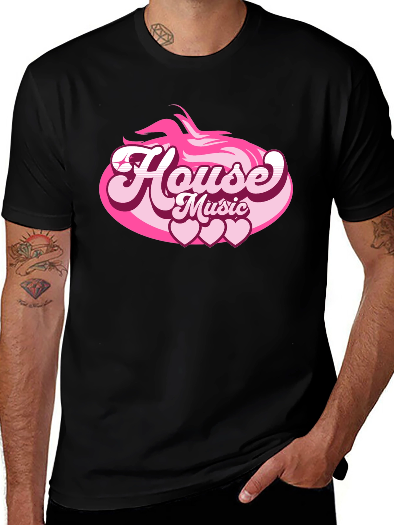House Music Heart Tee - Retro Style