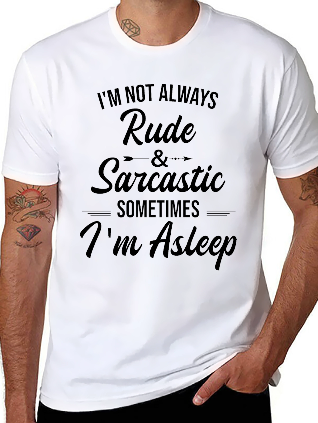 Funny Sarcastic Asleep Black Graphic T-Shirt