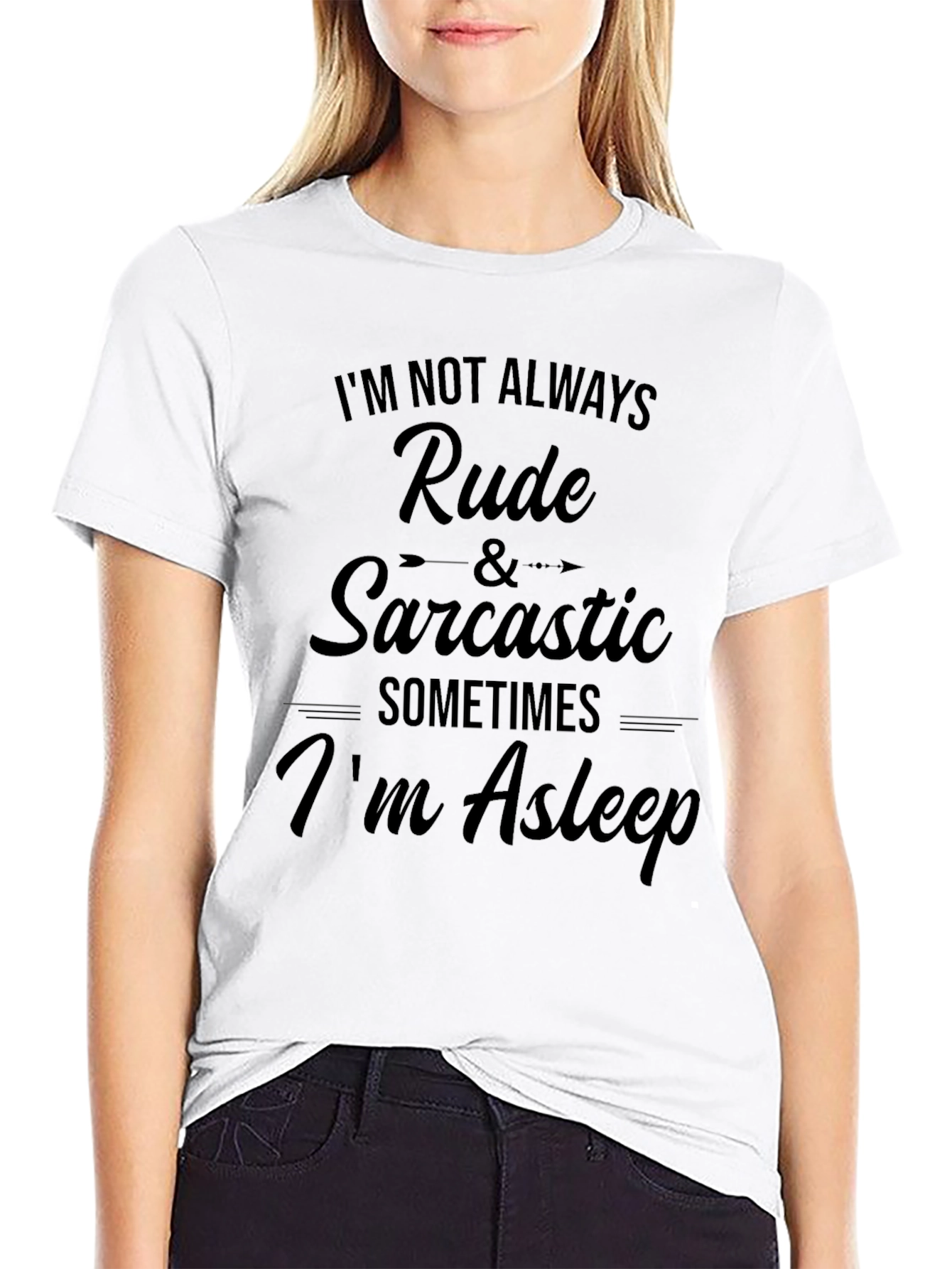 Funny Sarcastic Asleep Black Graphic T-Shirt