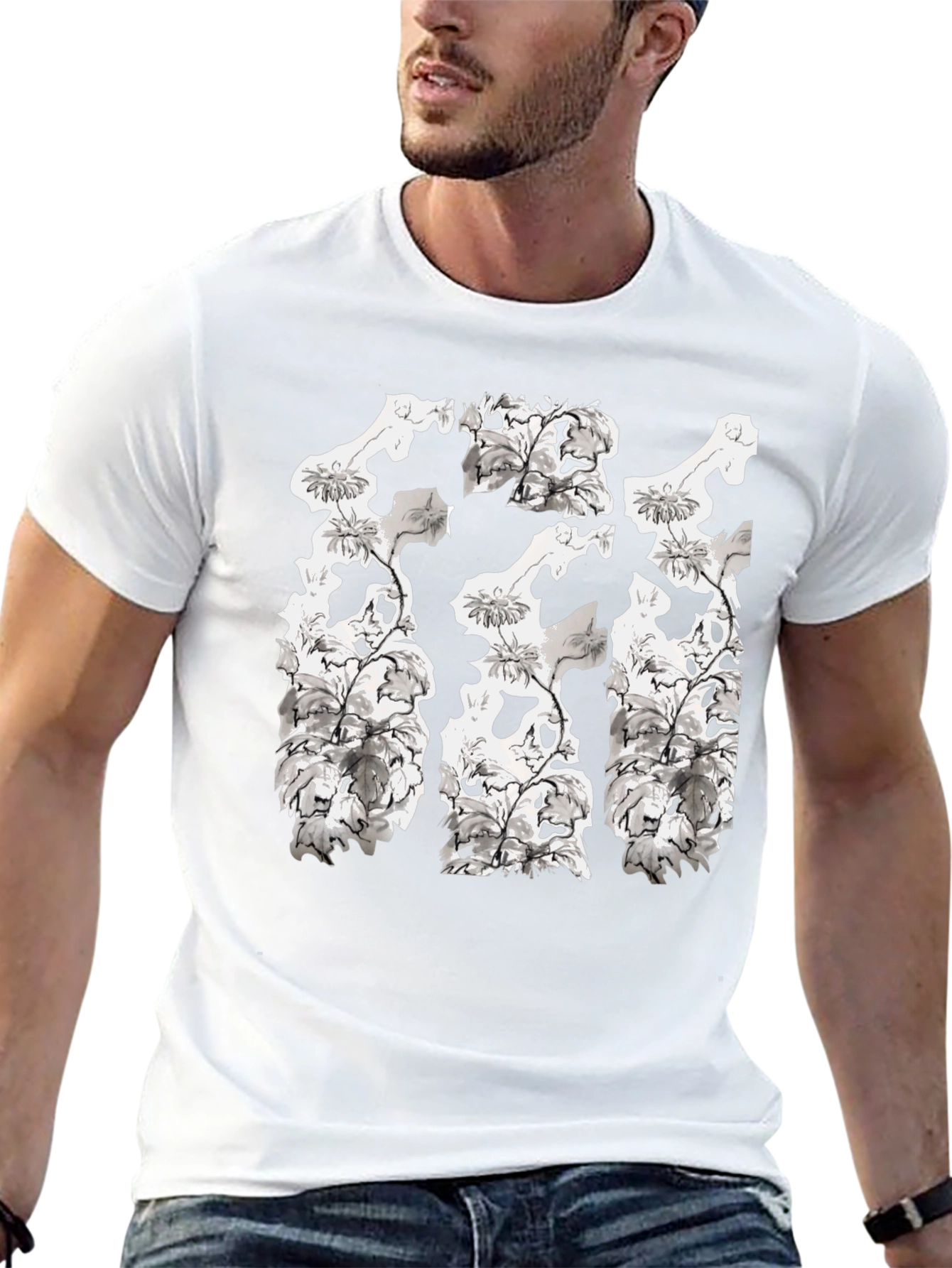Floral Skull T-Shirt - Black