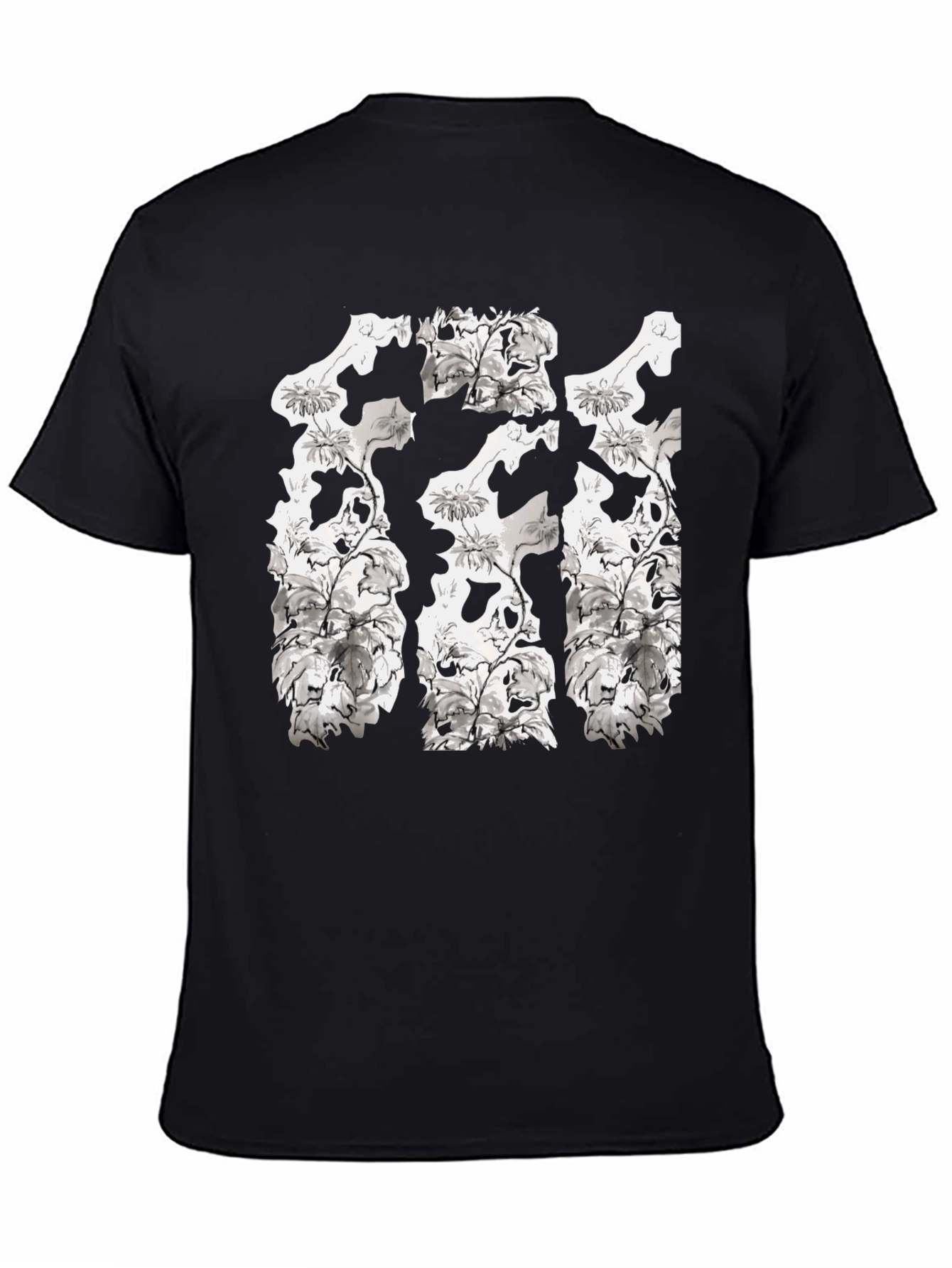 Floral Skull T-Shirt - Black