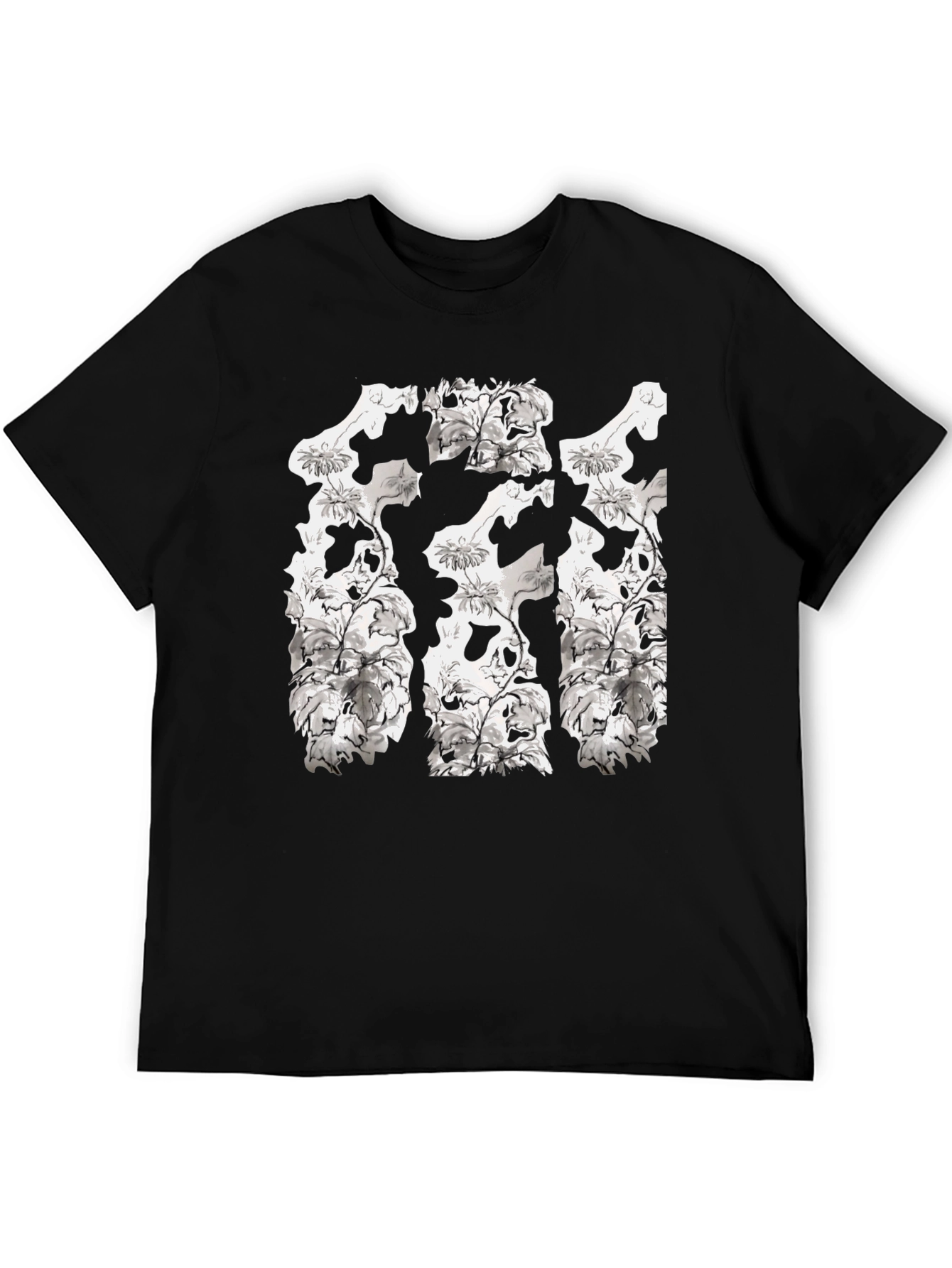 Floral Skull T-Shirt - Black