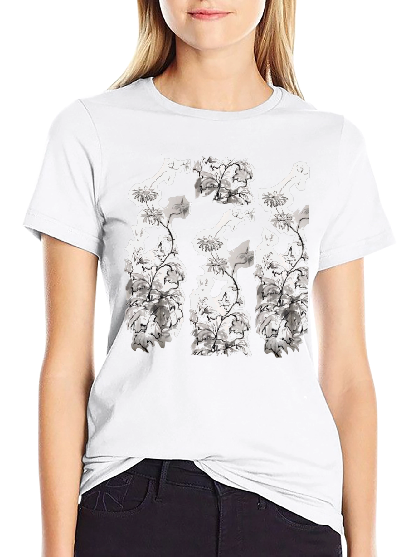Floral Skull T-Shirt - Black