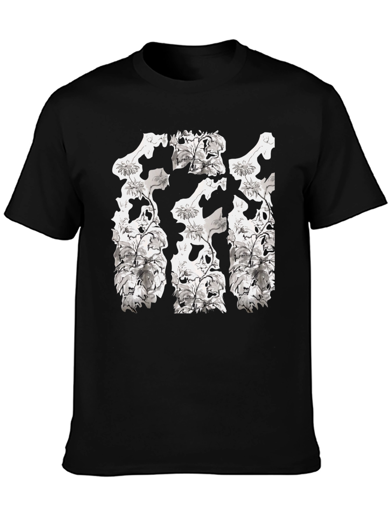 Floral Skull T-Shirt - Black