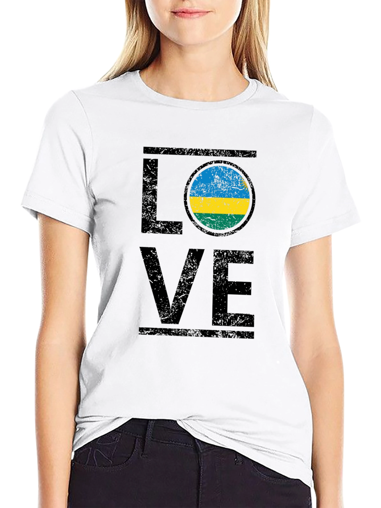 Love Rwanda Flag Graphic T-Shirt