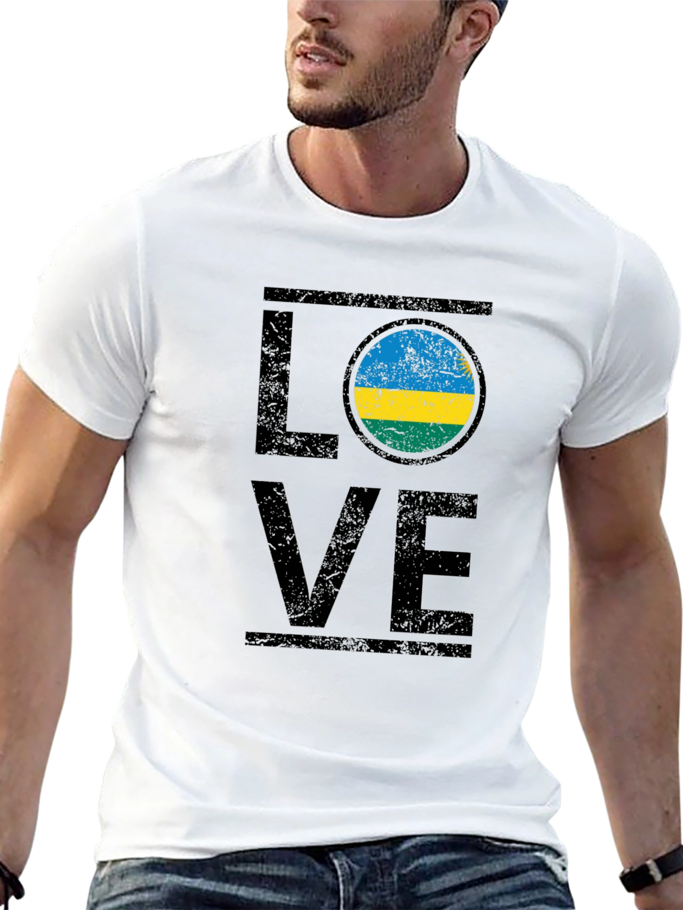 Love Rwanda Flag Graphic T-Shirt