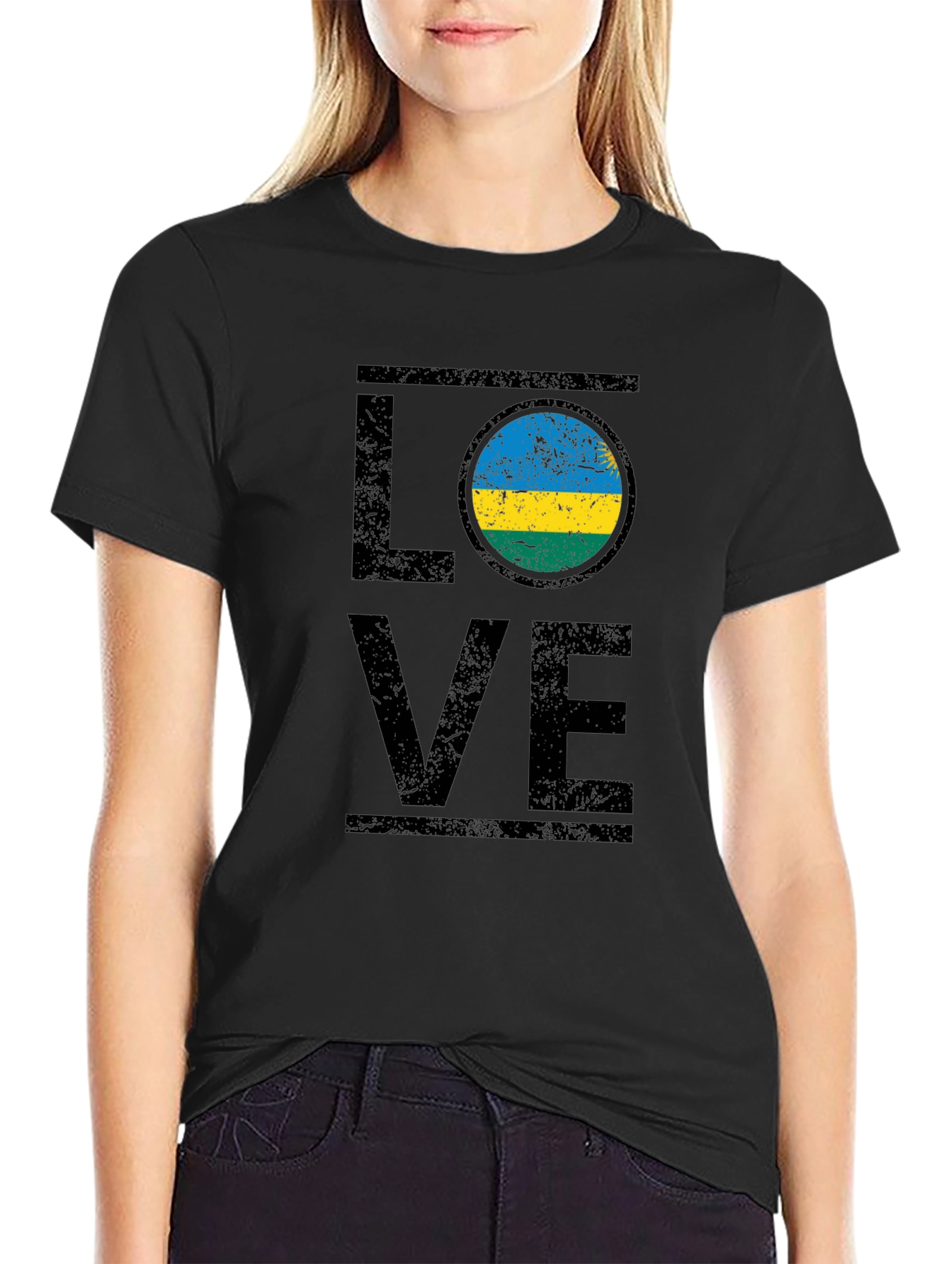 Love Rwanda Flag Graphic T-Shirt