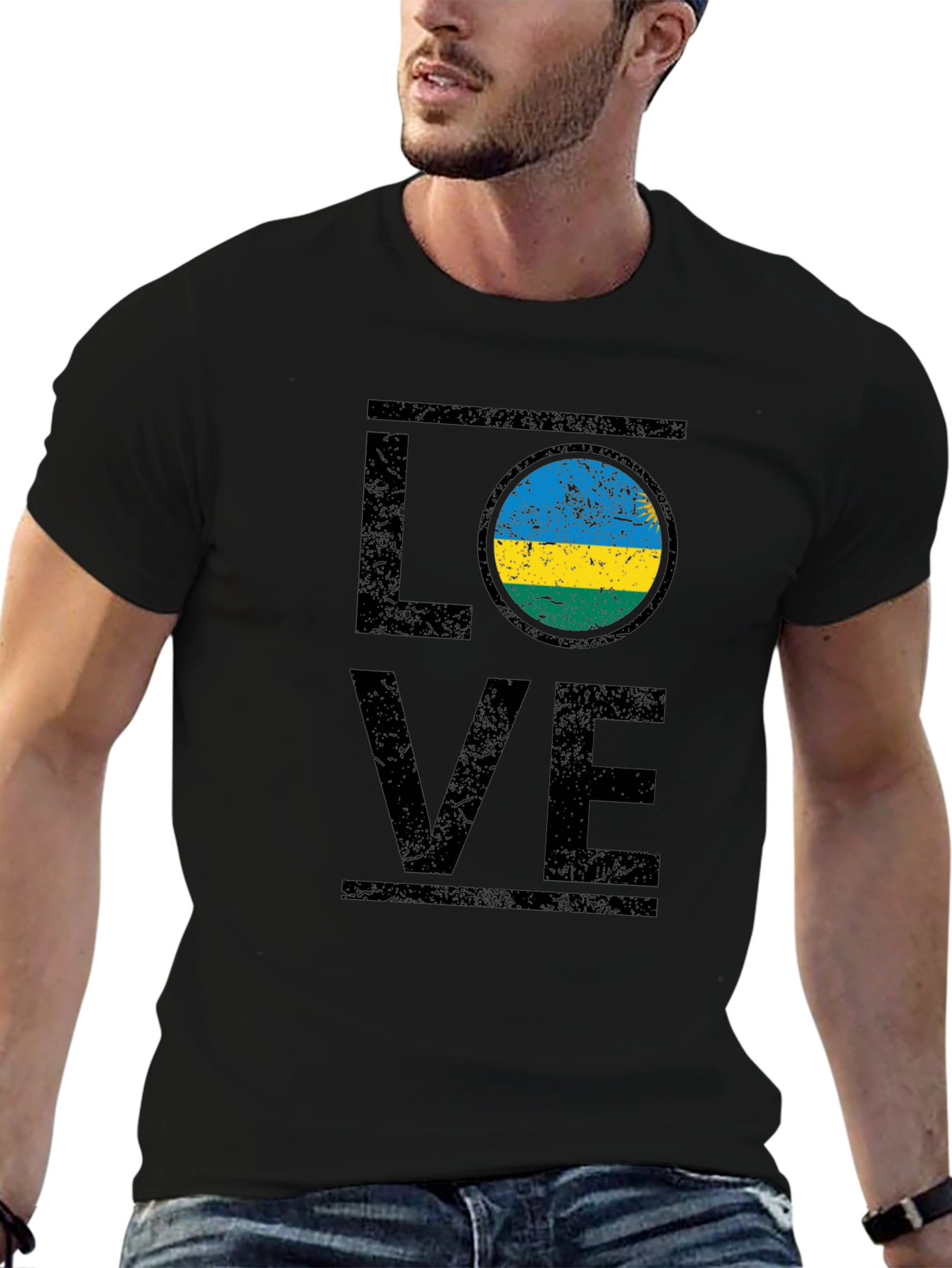 Love Rwanda Flag Graphic T-Shirt