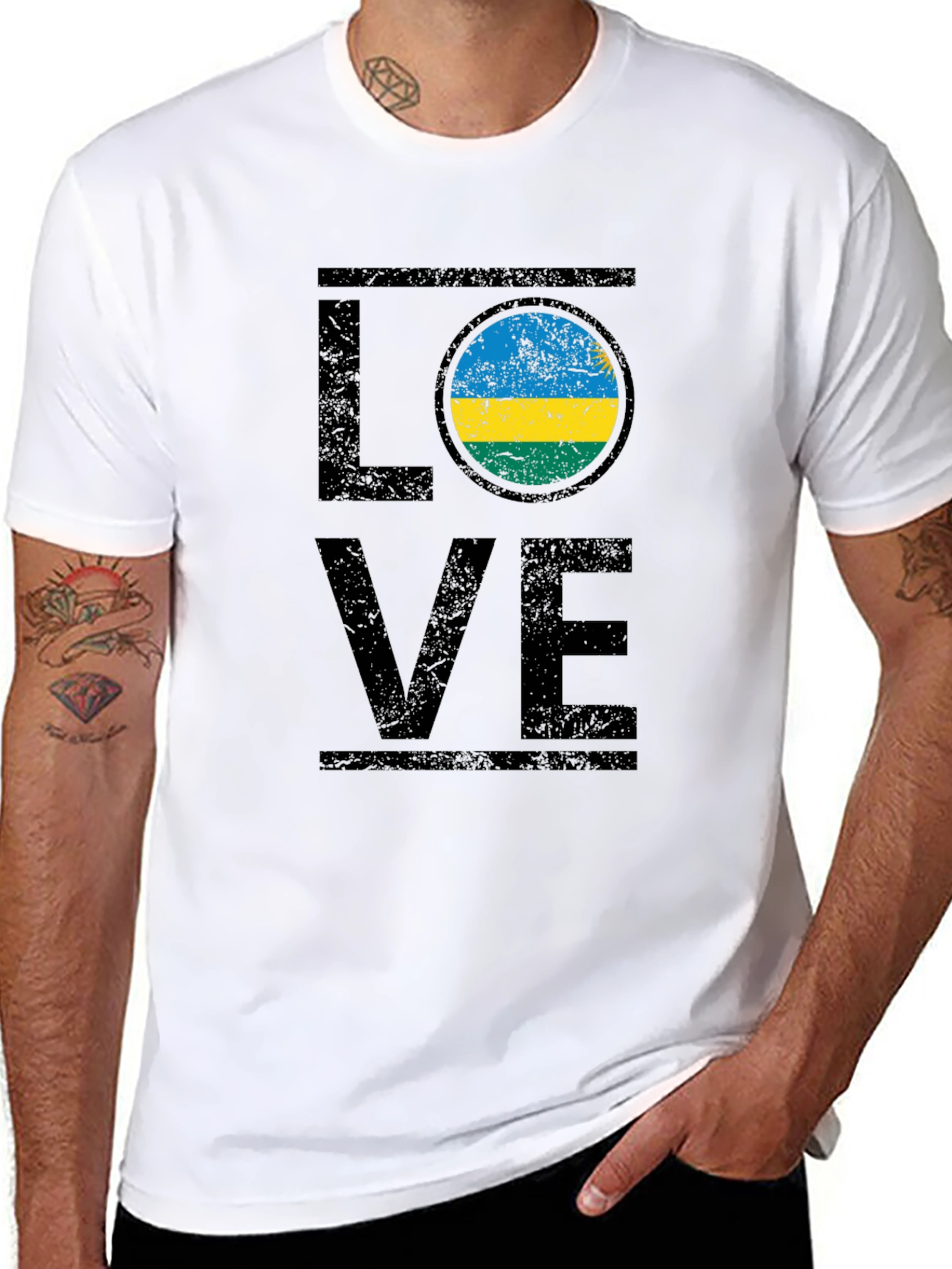 Love Rwanda Flag Graphic T-Shirt