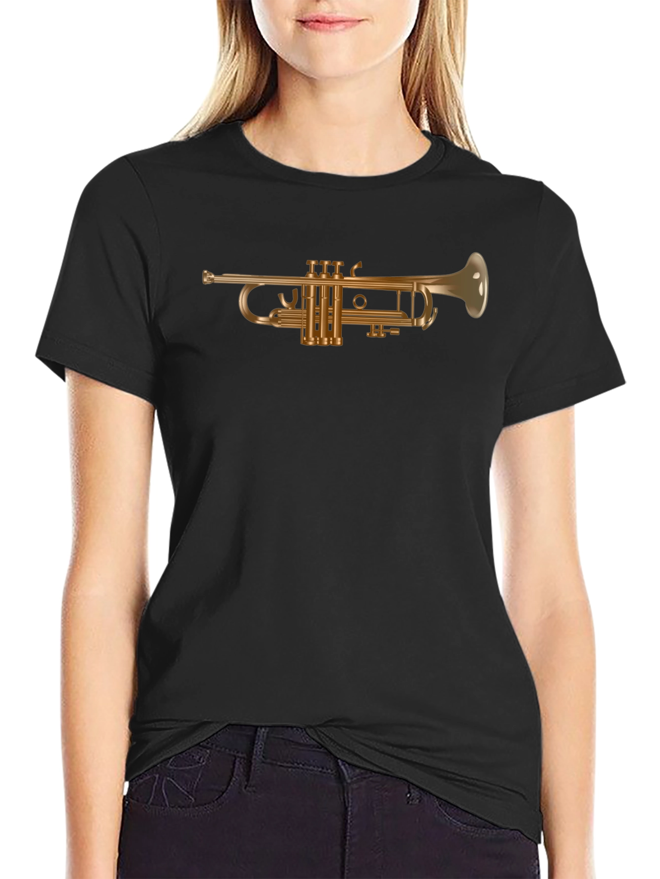 Trumpet Graphic Tee - Black Cotton T-Shirt