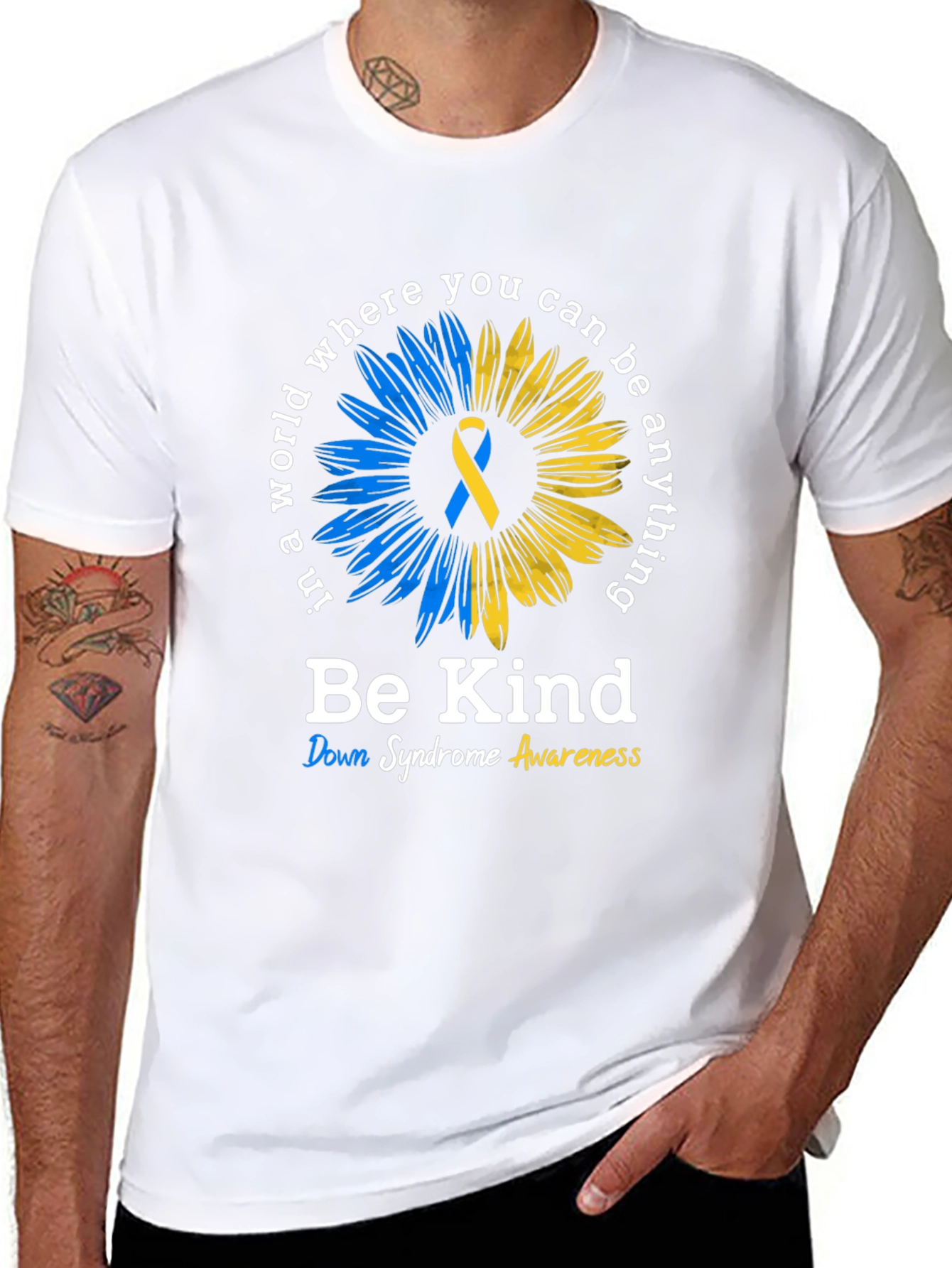 Be Kind Down Syndrome Awareness Sunflower T-Shirt