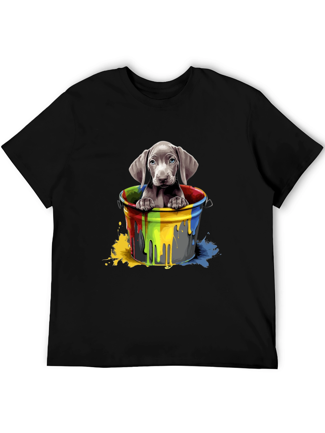 Dog in Paint Bucket Graphic Tee - Black