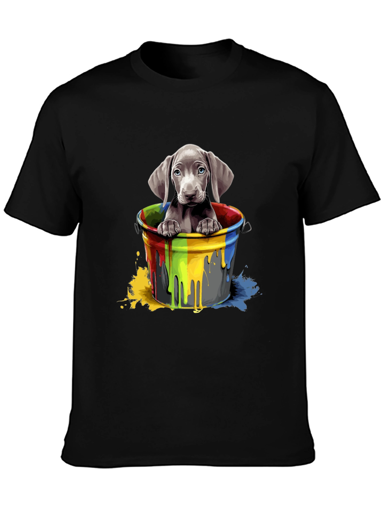 Dog in Paint Bucket Graphic Tee - Black