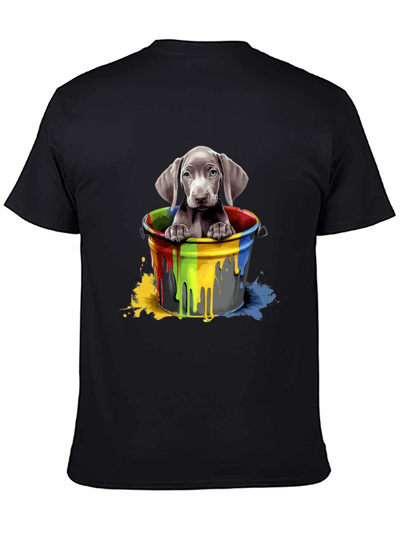 Dog in Paint Bucket Graphic Tee - Black