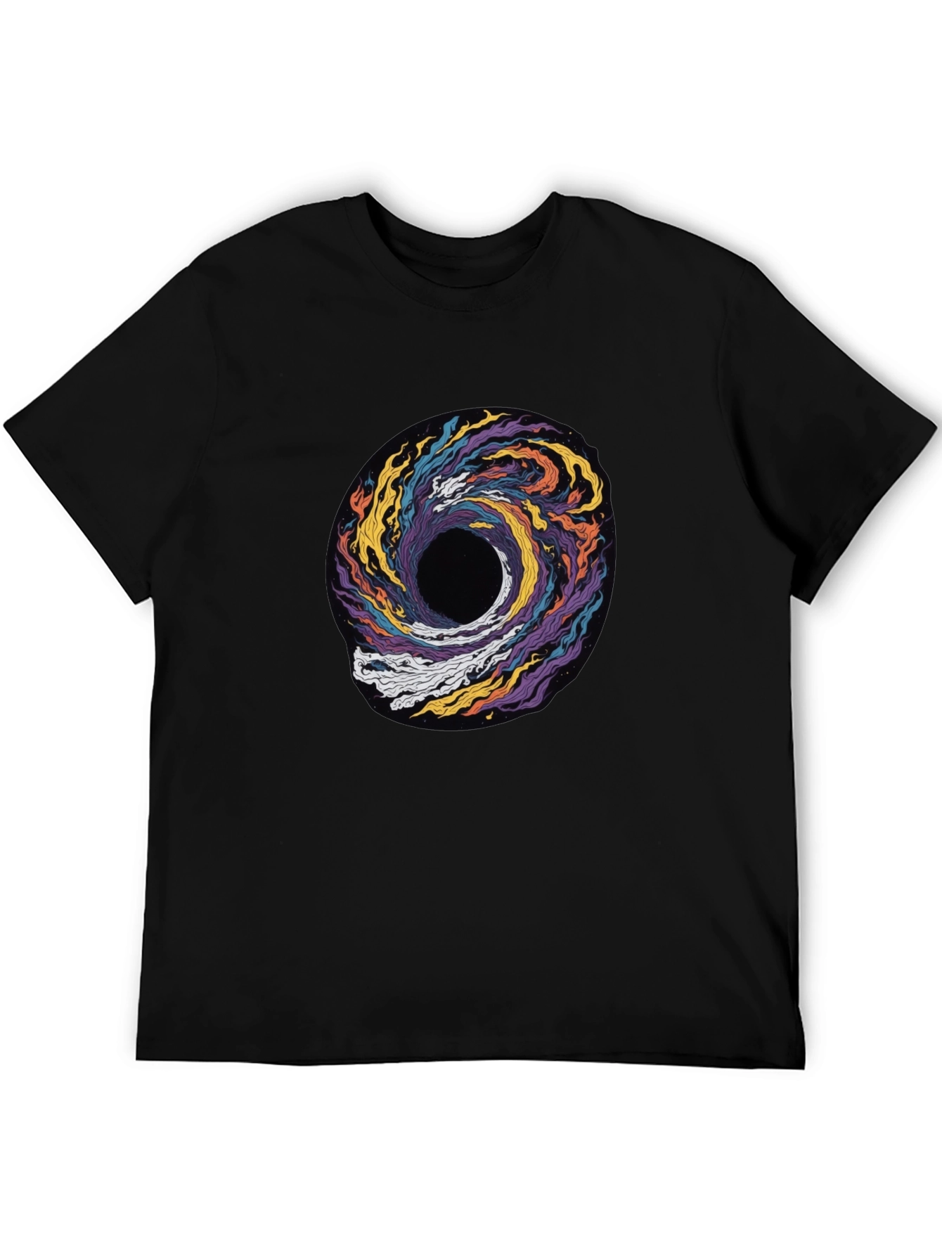 Cosmic Swirl Graphic Tee - Black Cotton T-Shirt