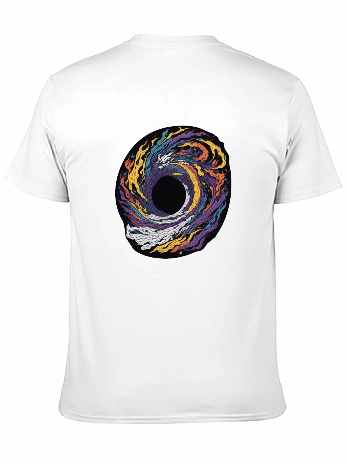 Cosmic Swirl Graphic Tee - Black Cotton T-Shirt