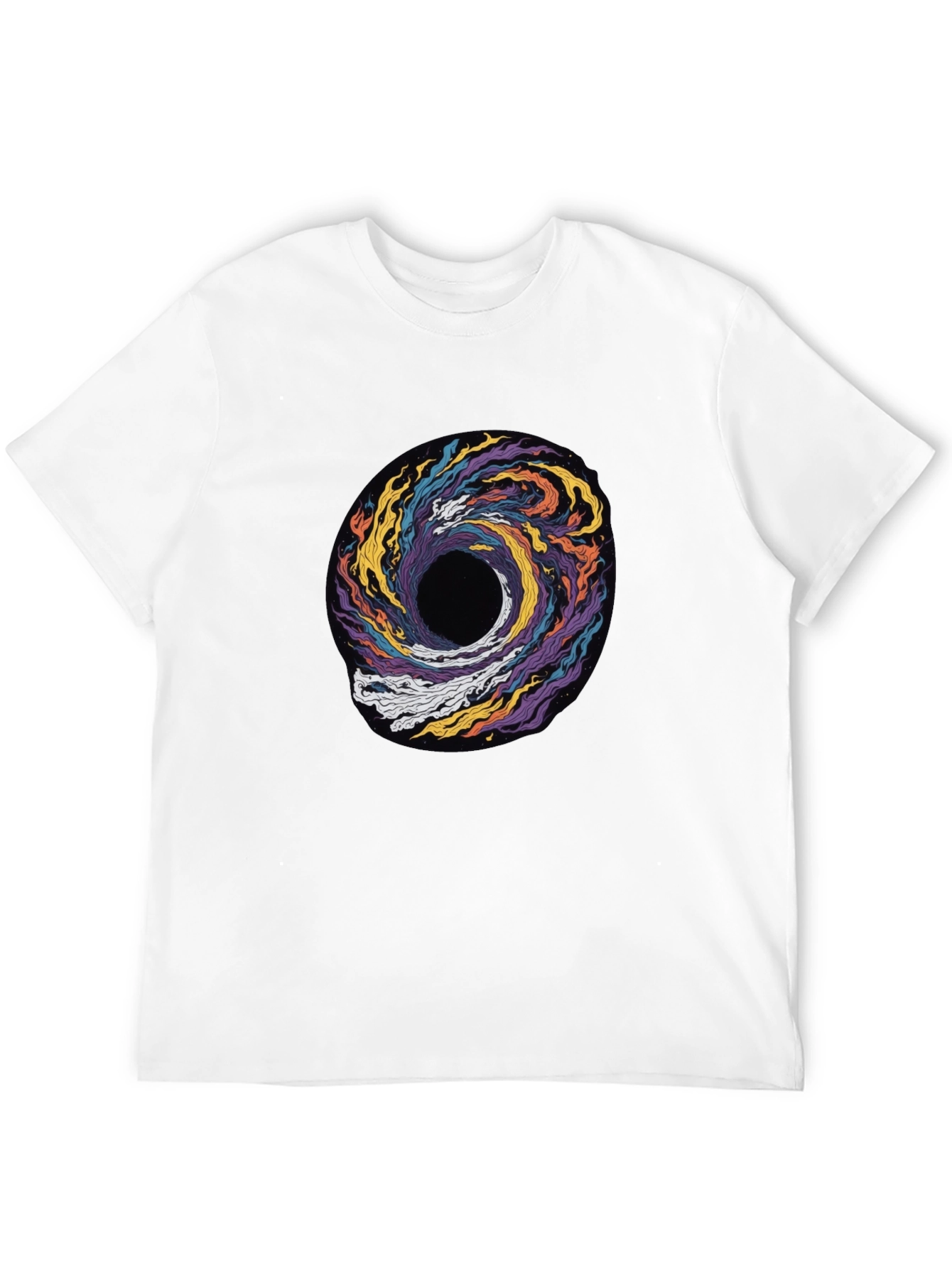 Cosmic Swirl Graphic Tee - Black Cotton T-Shirt