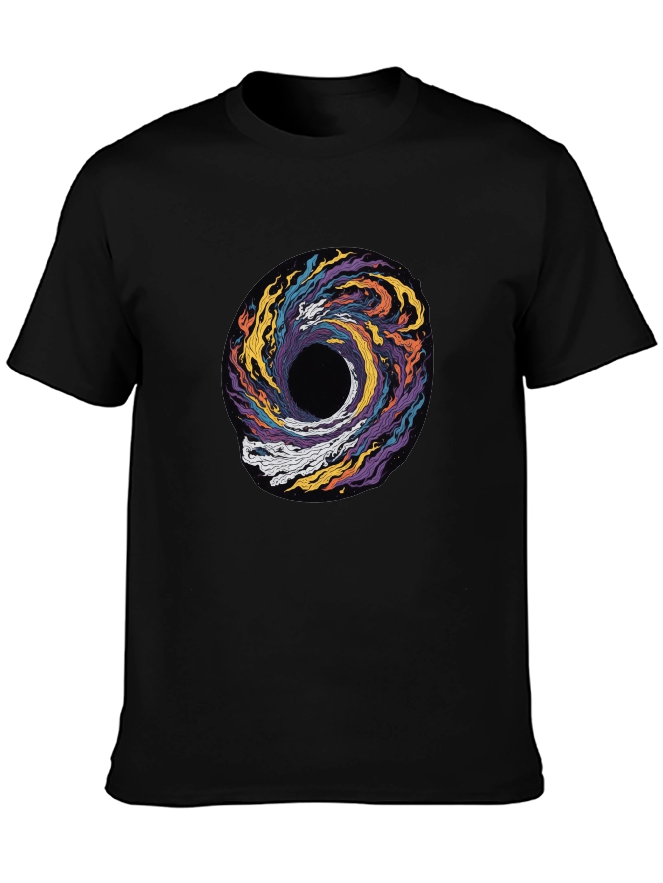 Cosmic Swirl Graphic Tee - Black Cotton T-Shirt