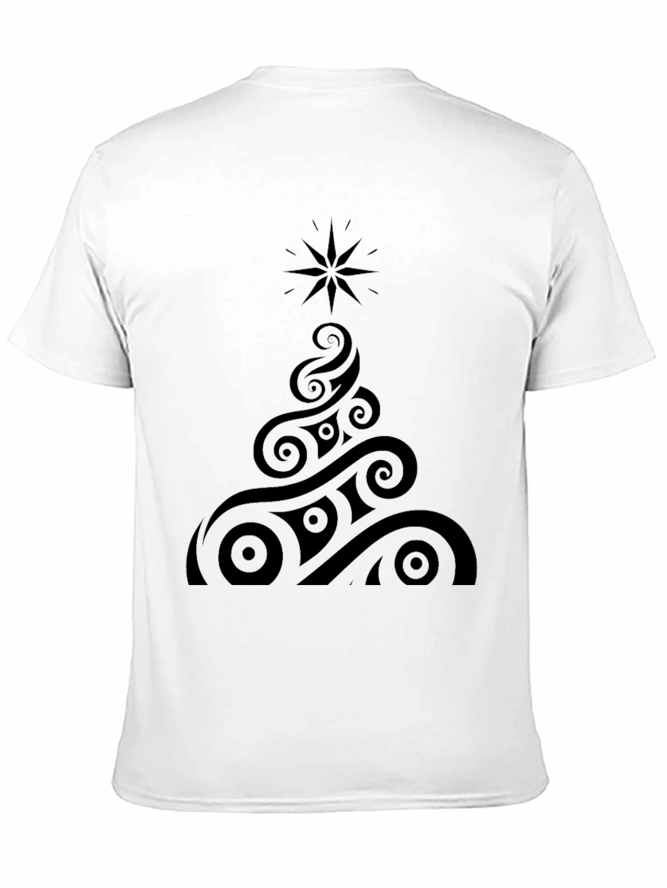 Elegant Christmas Tree Graphic Black T-Shirt
