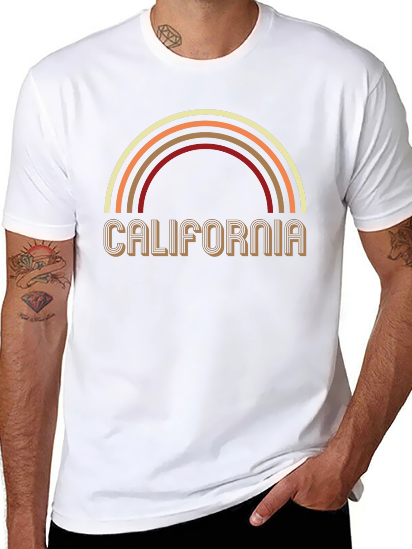 California Rainbow Graphic Print Tee