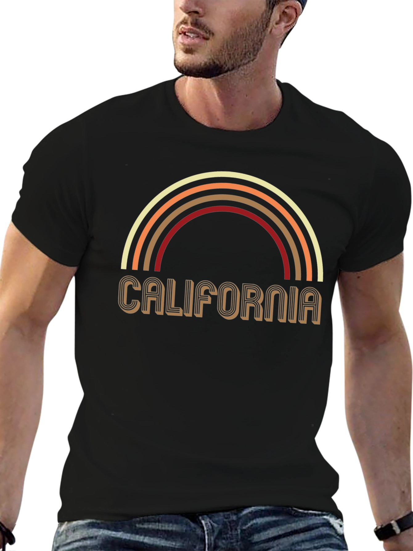 California Rainbow Graphic Print Tee