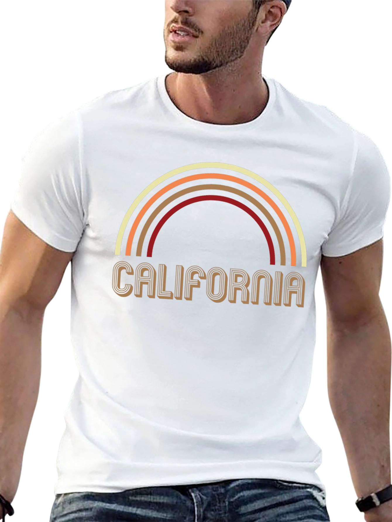 California Rainbow Graphic Print Tee