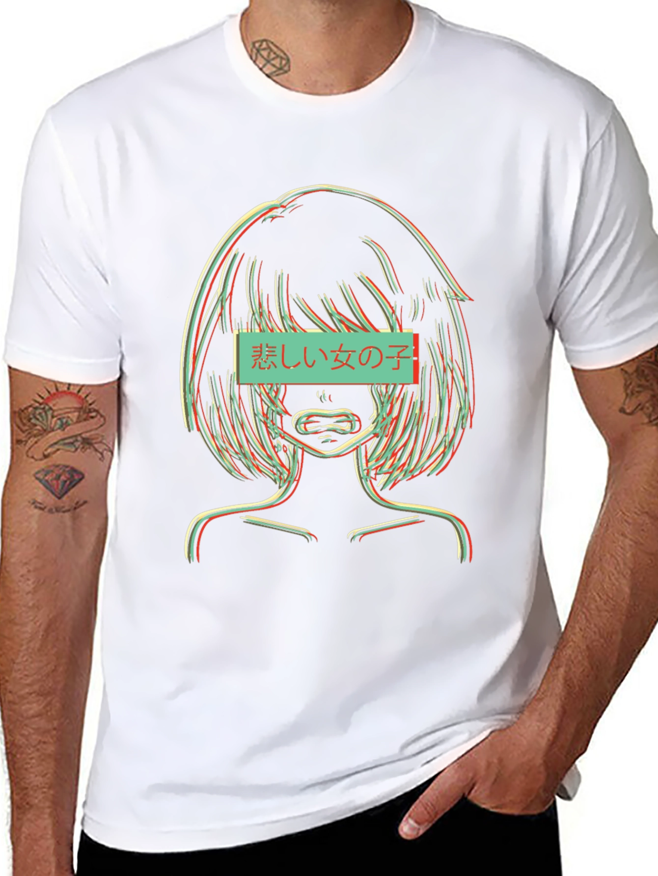 Sad Anime Girl Glitch T-Shirt