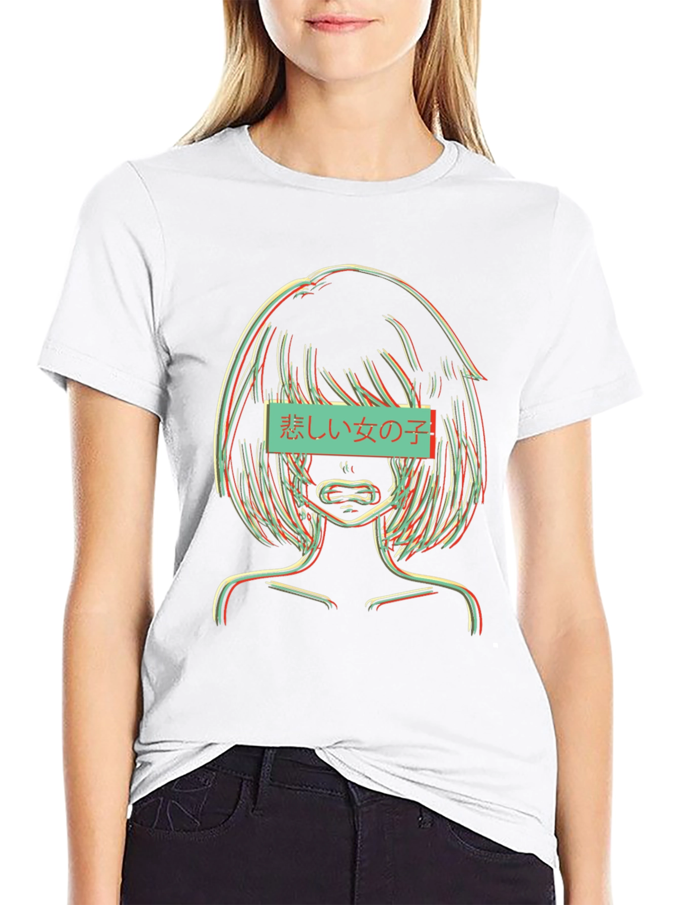 Sad Anime Girl Glitch T-Shirt