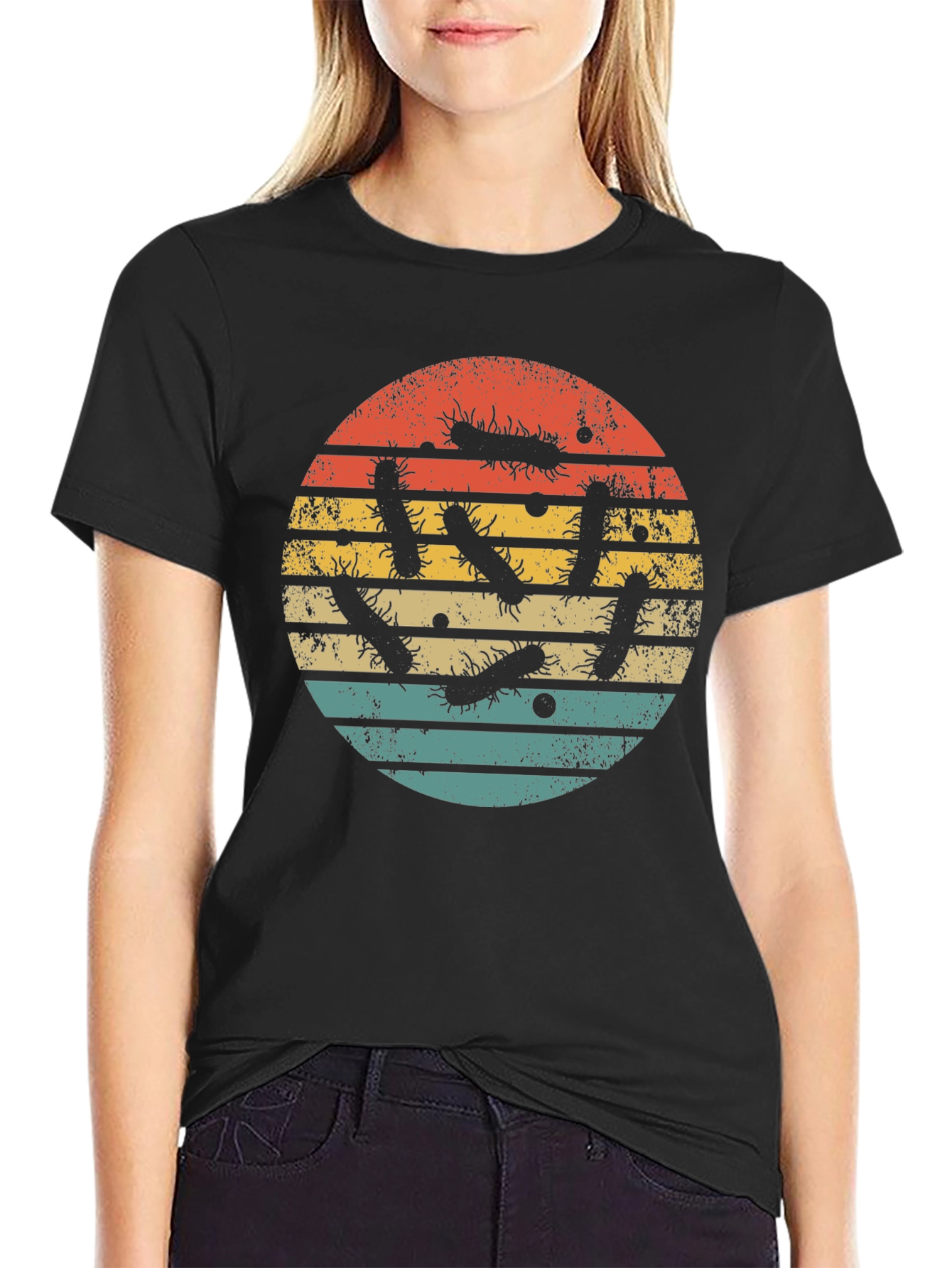 Retro Germs Sunset T-Shirt - Unique Microbiology Tee
