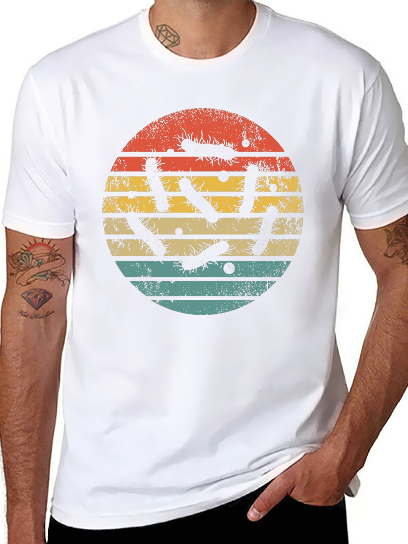 Retro Germs Sunset T-Shirt - Unique Microbiology Tee