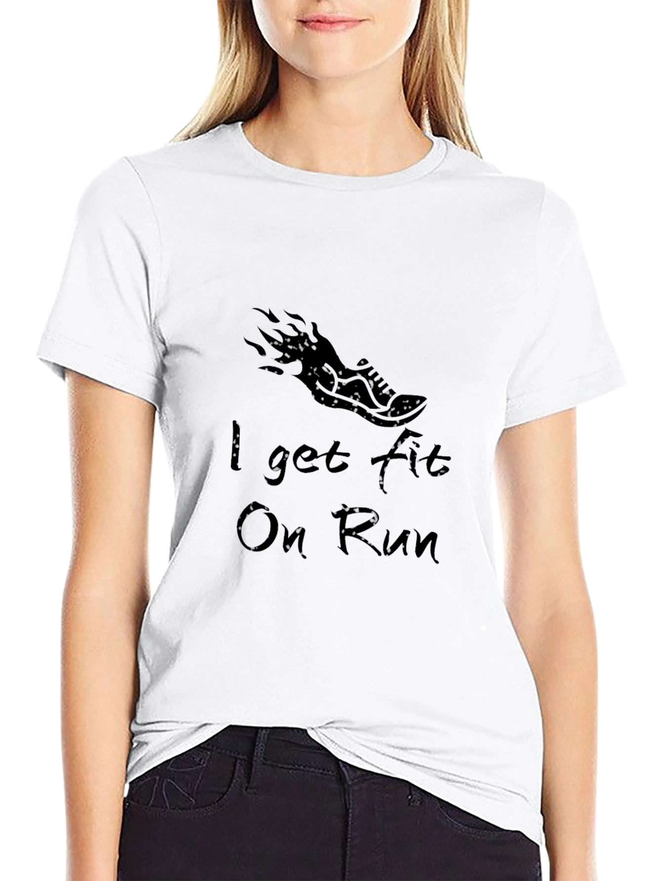 I Get Fit On Run Black Graphic Tee