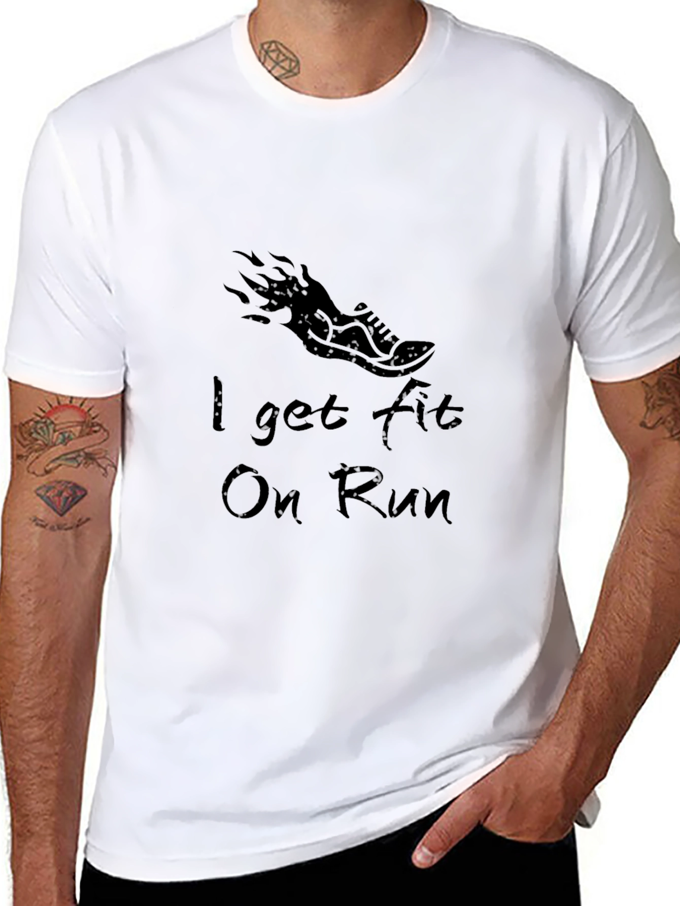 I Get Fit On Run Black Graphic Tee