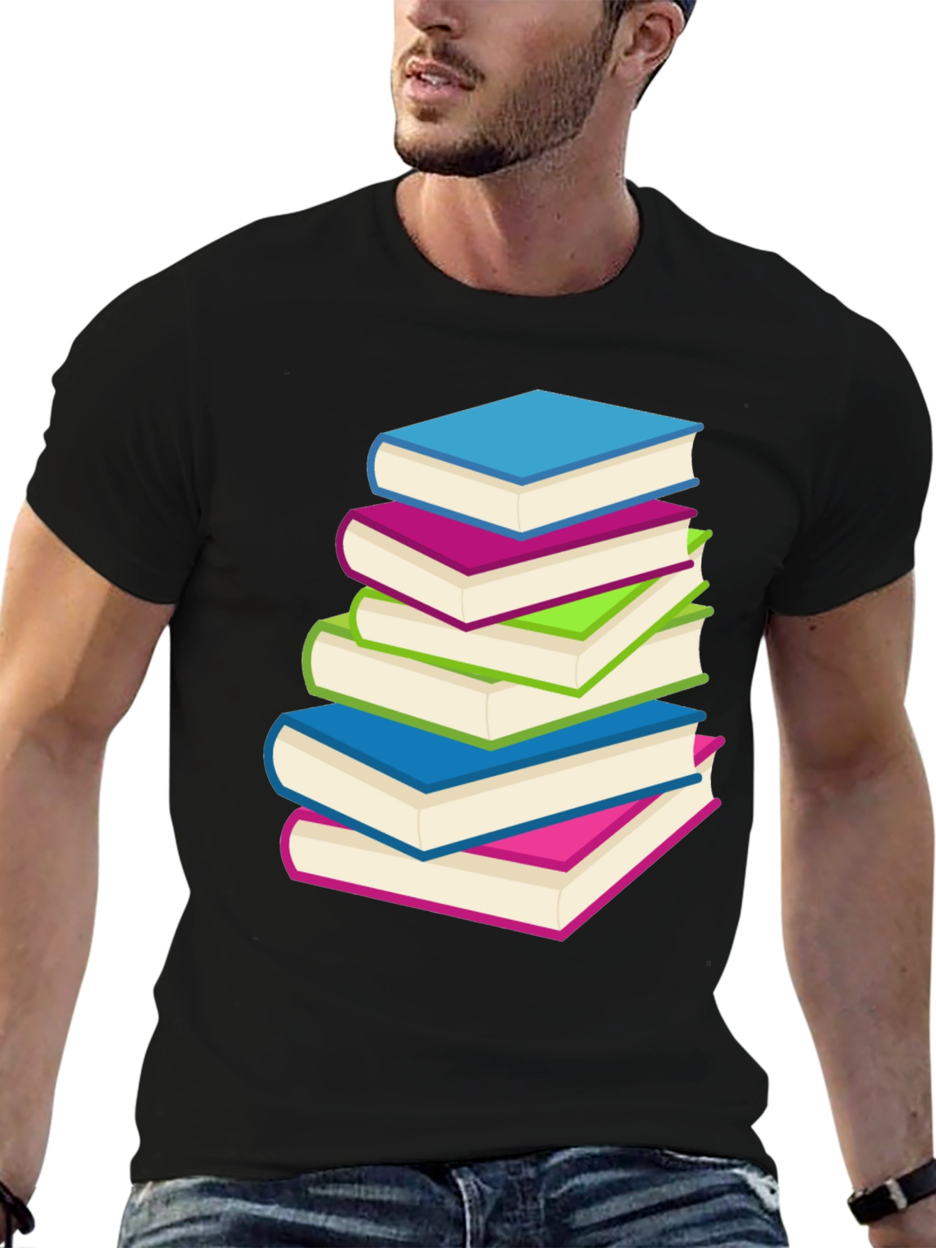 Stack of Books Graphic T-Shirt
