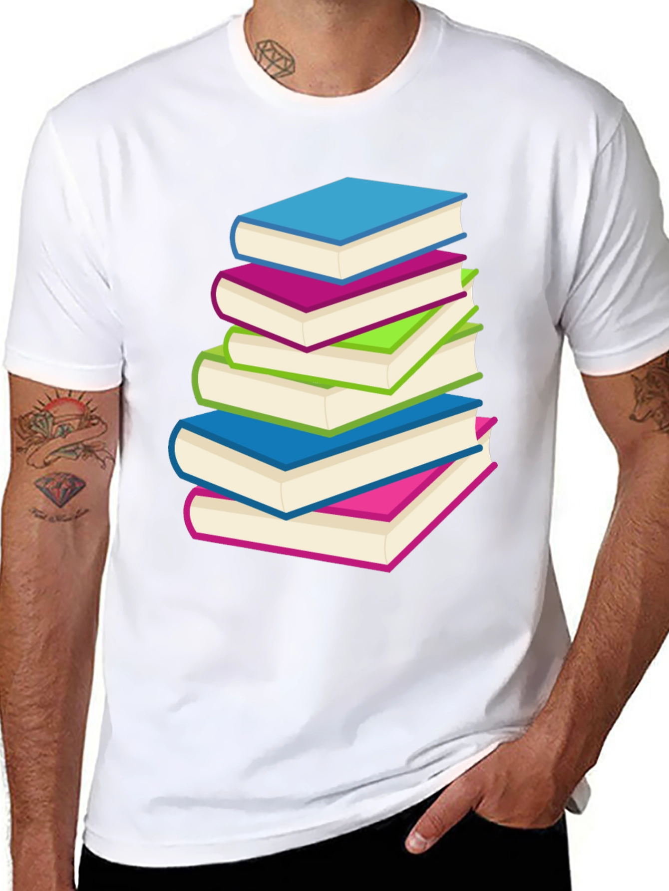 Stack of Books Graphic T-Shirt