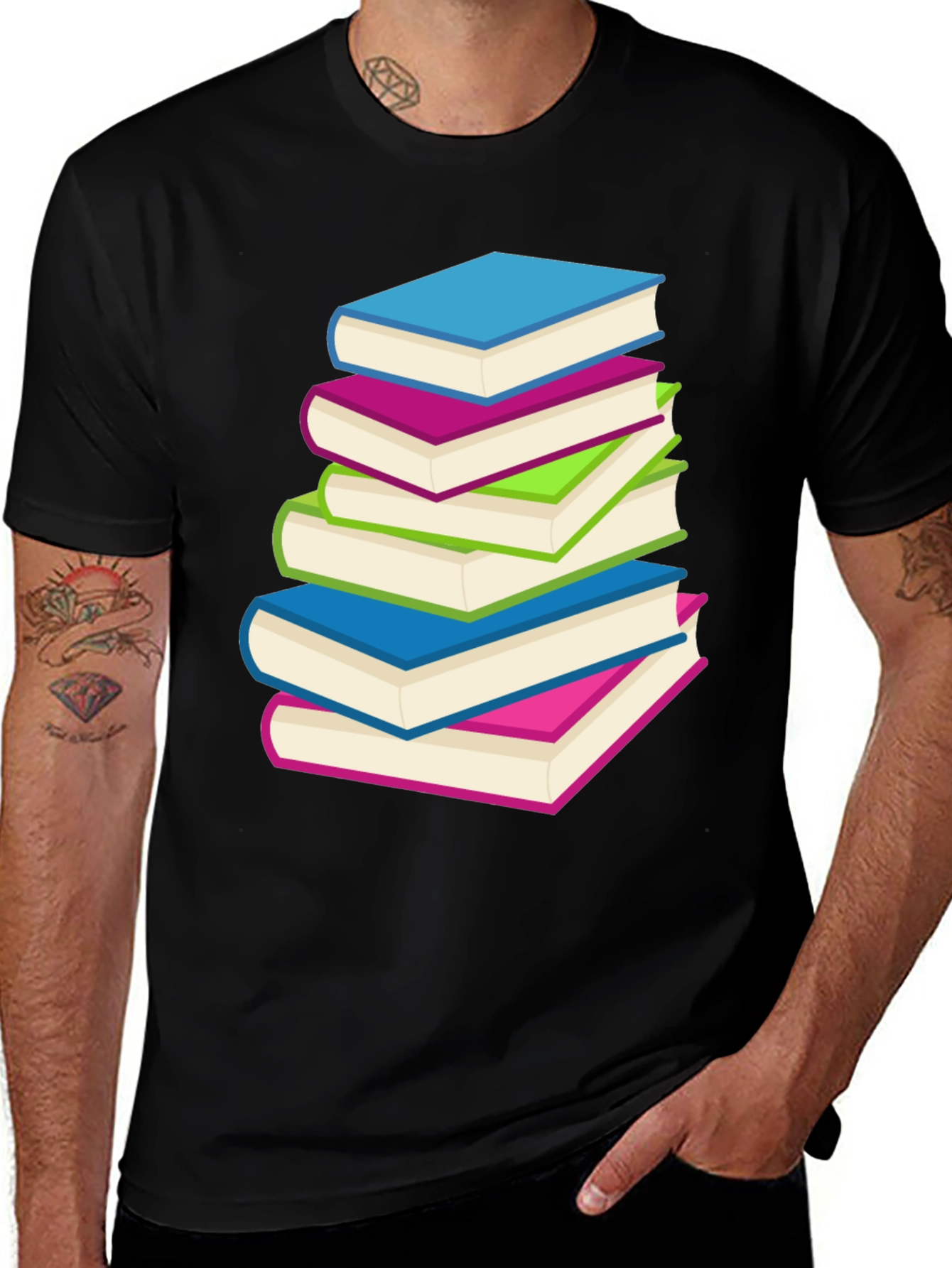 Stack of Books Graphic T-Shirt