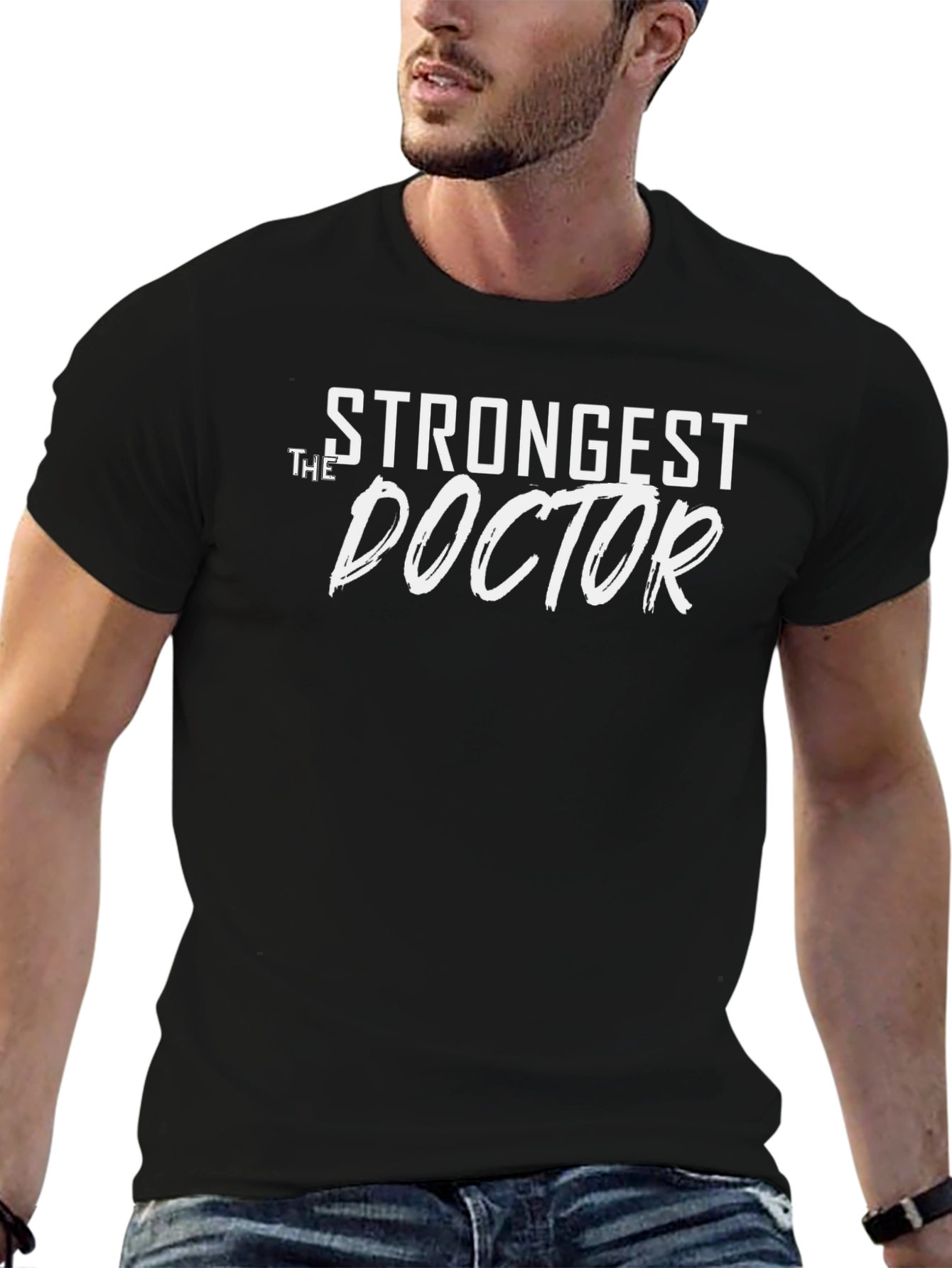 Strongest Doctor Graphic Tee - Black Cotton Blend