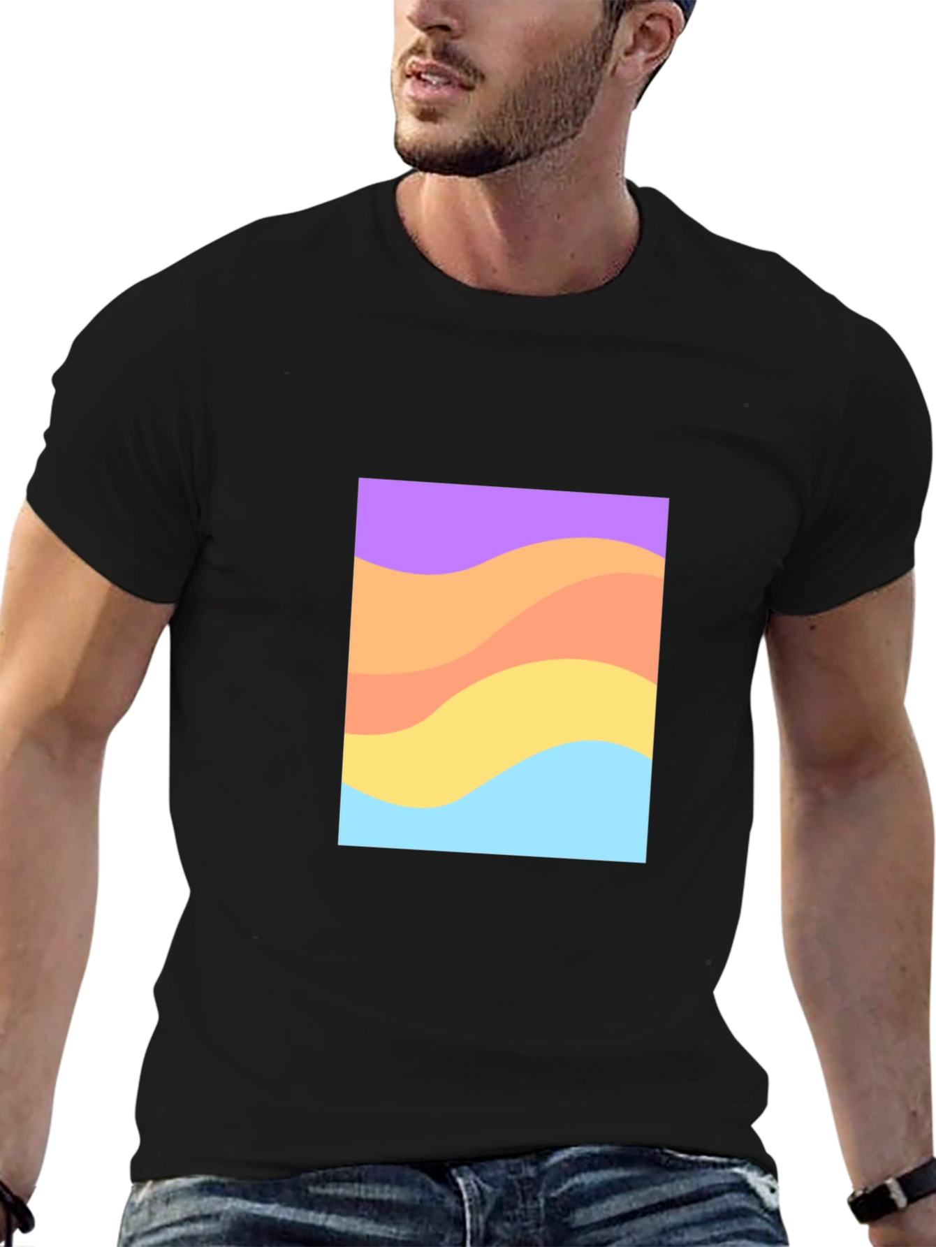 Retro Wave Graphic T-Shirt - Black