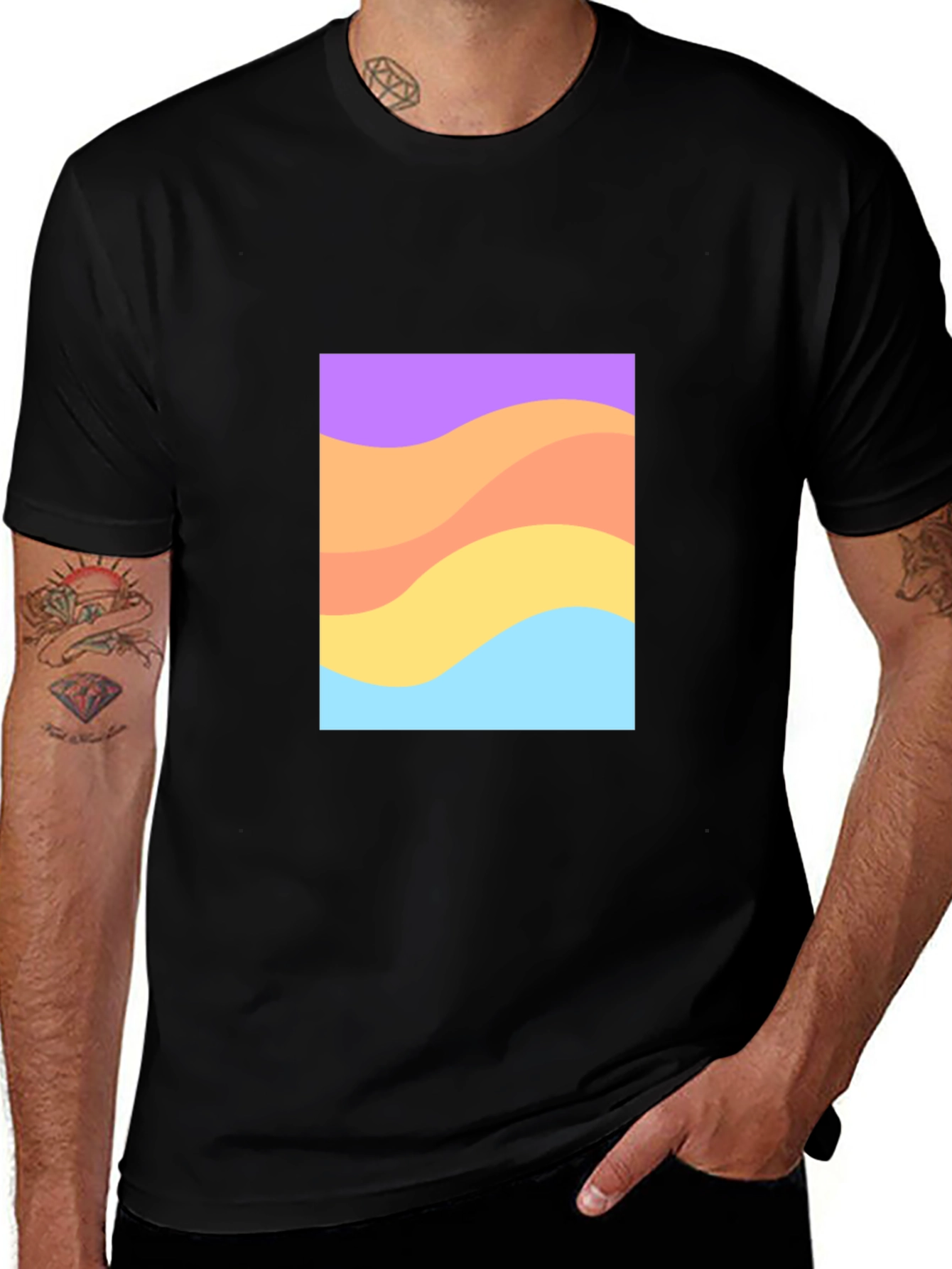 Retro Wave Graphic T-Shirt - Black