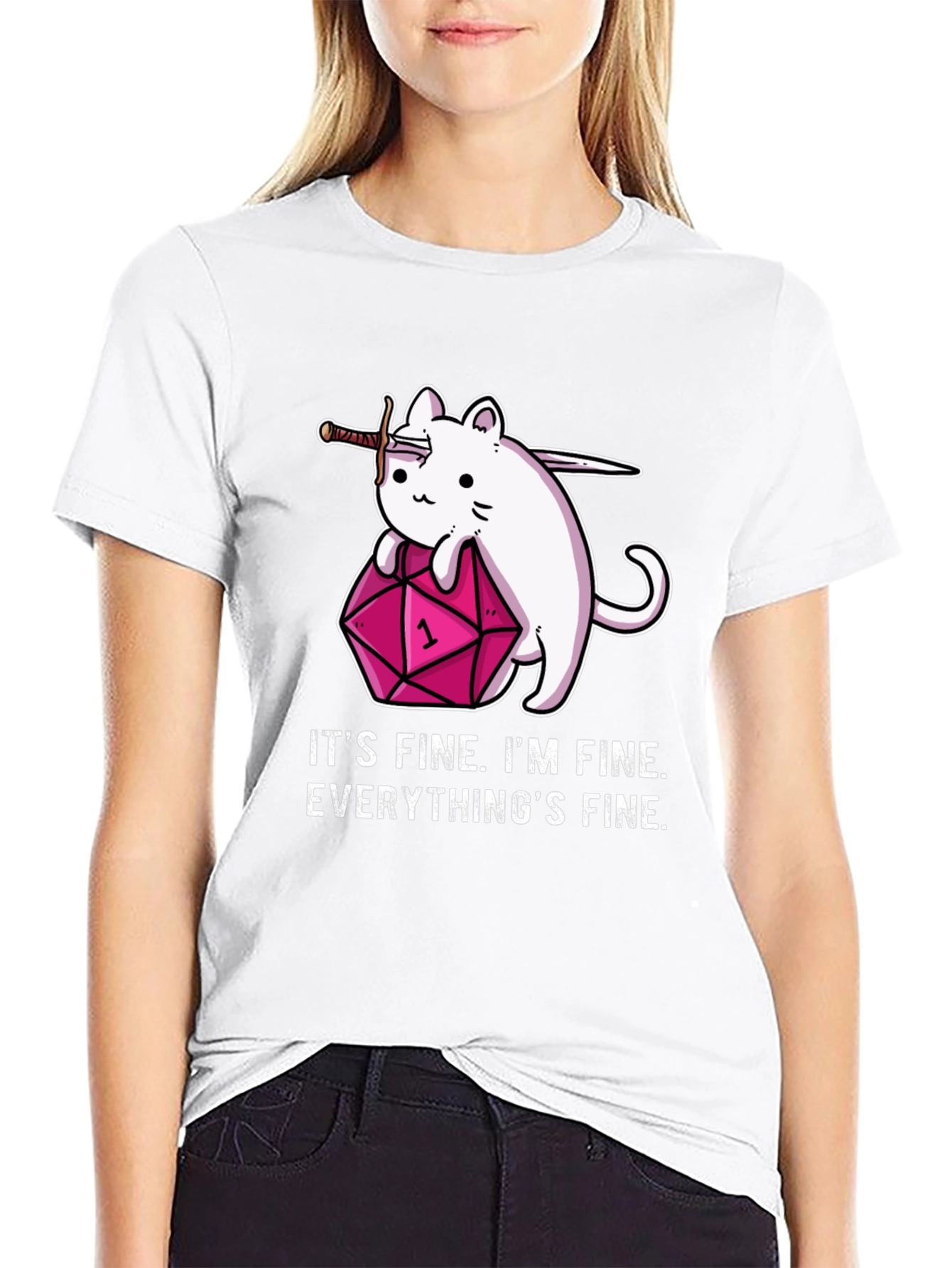 Its Fine Cat D&D T-Shirt