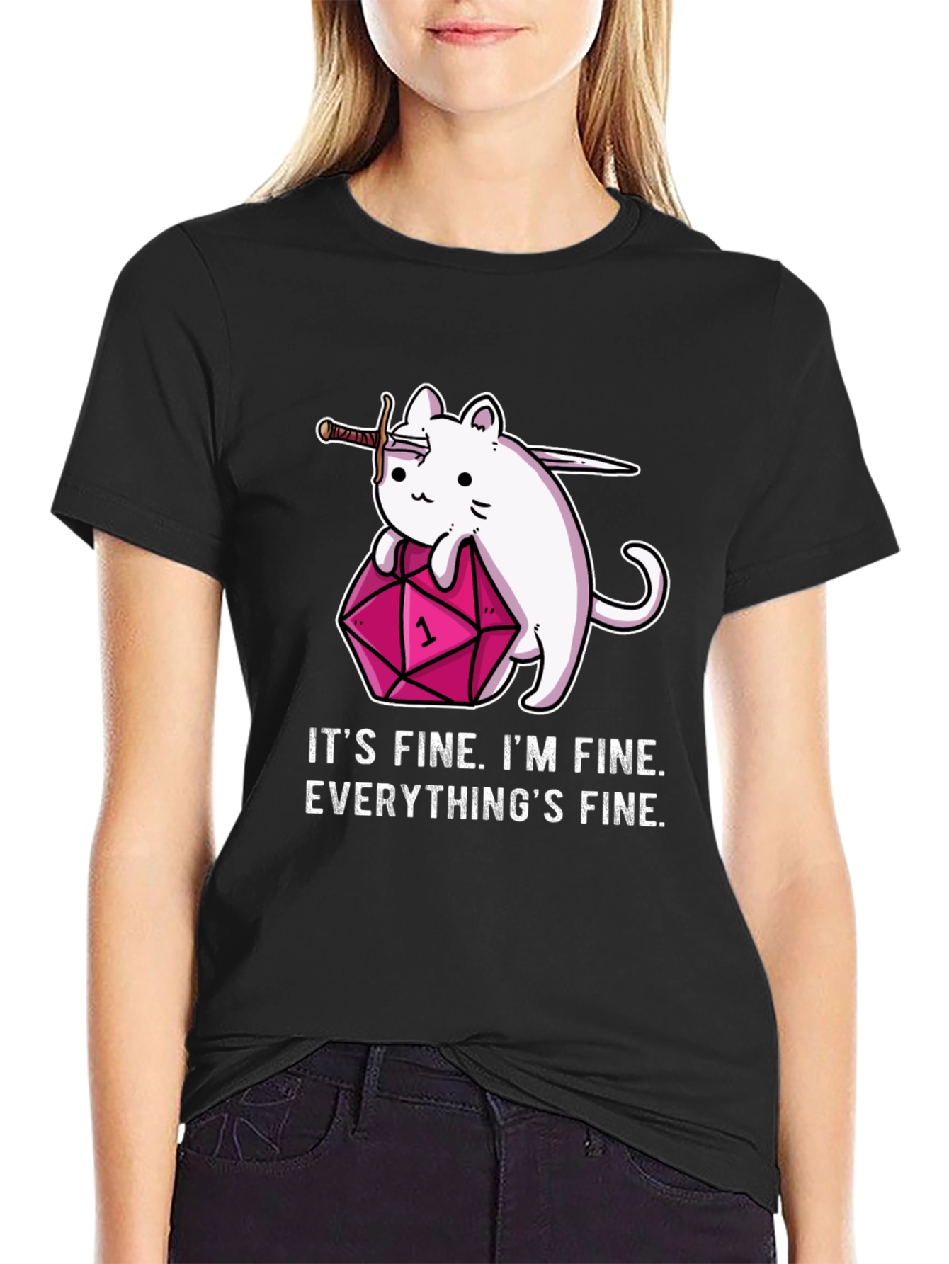 Its Fine Cat D&D T-Shirt